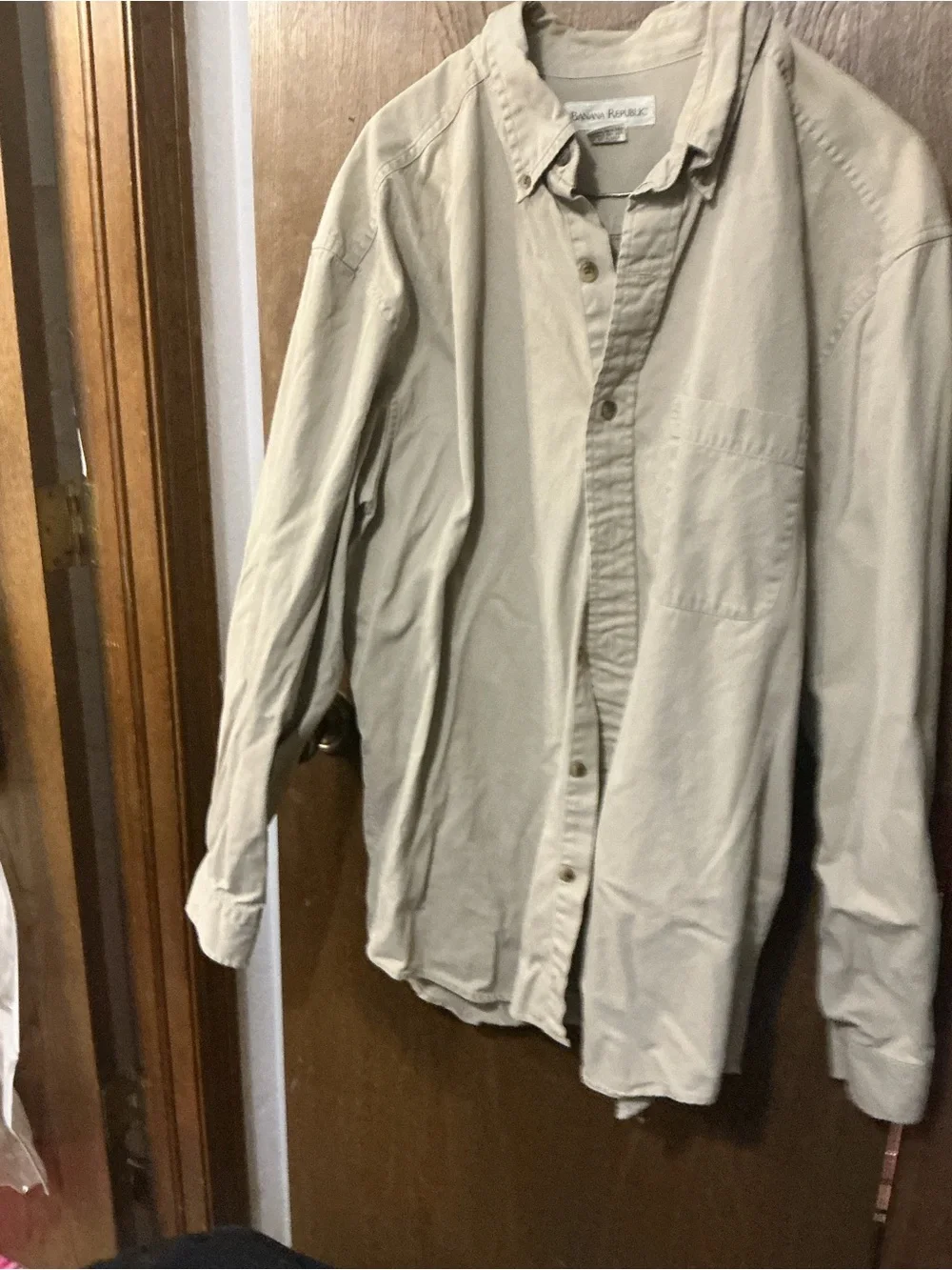 Banana Republic Men's Light Beige Button-Up Shirt Jacket vintage original BR